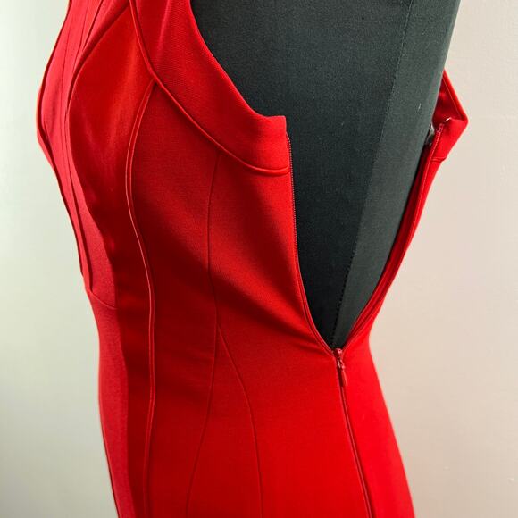 Karen Millen Red Crisscross Back Paneled Satin Mini Cocktail Party Dress DM149 4 - Picture 3 of 9